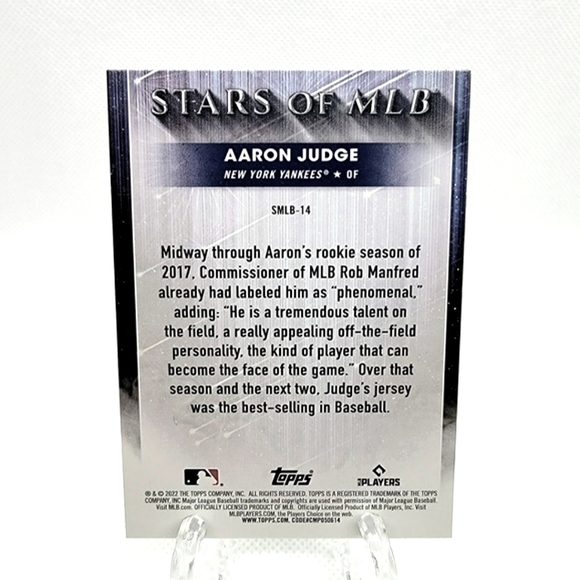Aaron Judge 22' Topps Series One (Insert) [Stars of MLB] #SMLB-14 - Picture 2 of 2